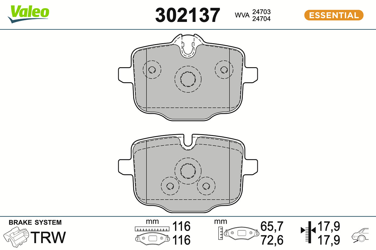 Jeu de 4 plaquettes de frein VALEO ref. 302137